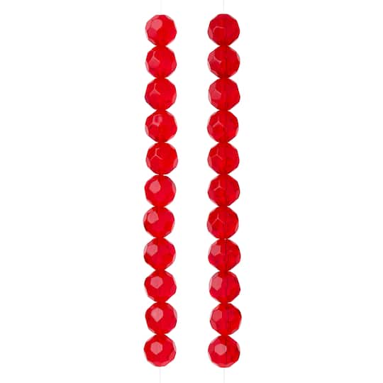 12 Pack: Ruby Faceted Glass Round Beads, 14mm by Bead Landing™
